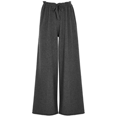 Shop Jil Sander Dark Grey Wide-leg Cashmere Trousers
