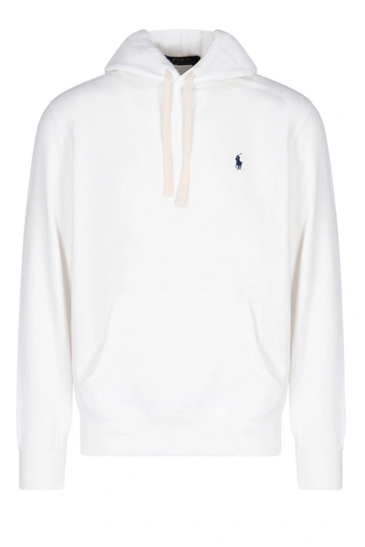 Shop Polo Ralph Lauren Classic Logo Embroidered Hoodie In White