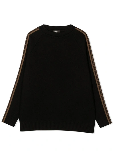 Shop Fendi Black Virgin Wool Sweatshirt In Nero