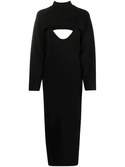 Shop Nanushka Noa Knitted Mid-length Dress In Black