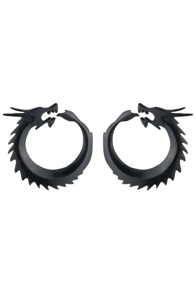 Shop Josie Natori Natori Horn Dragon Clip Earrings In Ebony