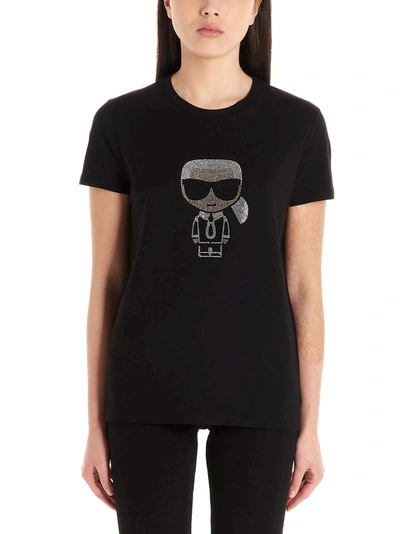 Shop Karl Lagerfeld Women's Black Cotton T-shirt