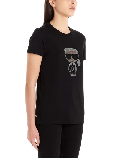 Shop Karl Lagerfeld Women's Black Cotton T-shirt