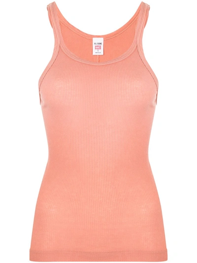Shop Re/done Ribbed Cotton Tank Top In Grau