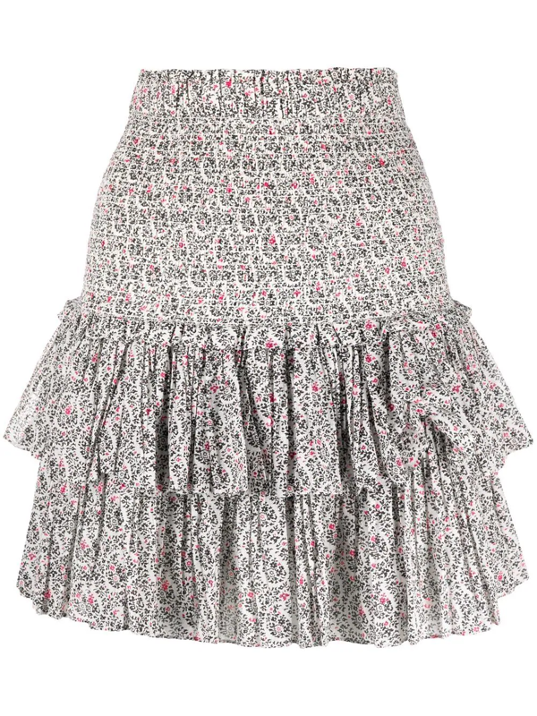 Isabel Marant Étoile Naomi Tiered Floral-print Cotton-voile Mini Skirt In  Ecru | ModeSens