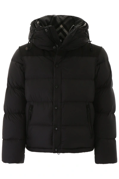 Shop Burberry Detachable Sleeve Hooded Puffer Jacket In Black