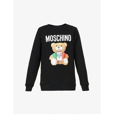 Shop Moschino Teddy Bear-print Cotton-jersey Sweatshirt In Black