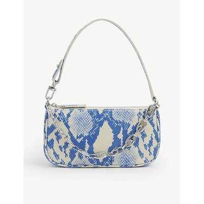 Shop By Far Womens Royal Blue Rachel Mini Snakeskin-print Leather Shoulder Bag
