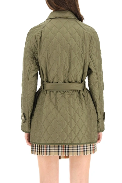 Shop Burberry Kemble Quilted Jacket In Green