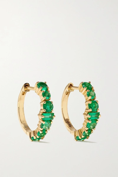 Shop Ileana Makri 18-karat Gold Emerald Hoop Earrings