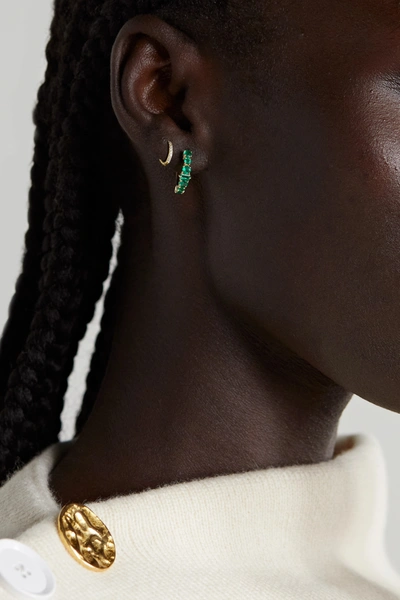 Shop Ileana Makri 18-karat Gold Emerald Hoop Earrings