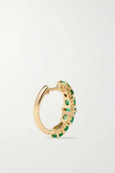 Shop Ileana Makri 18-karat Gold Emerald Hoop Earrings