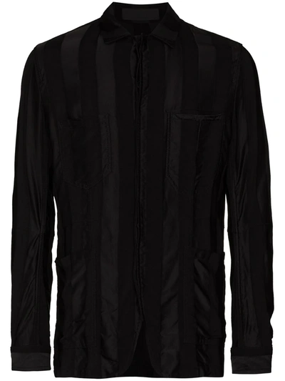 Shop Haider Ackermann Striped Buttoned Shirt Jacket In Schwarz