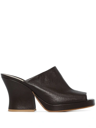 Shop Bottega Veneta Stack 90mm Mules In Braun