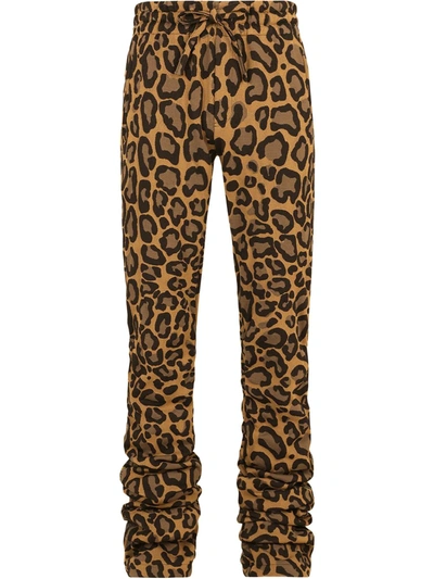 Shop Dolce & Gabbana Leopard-print Drawstring Trousers In Braun