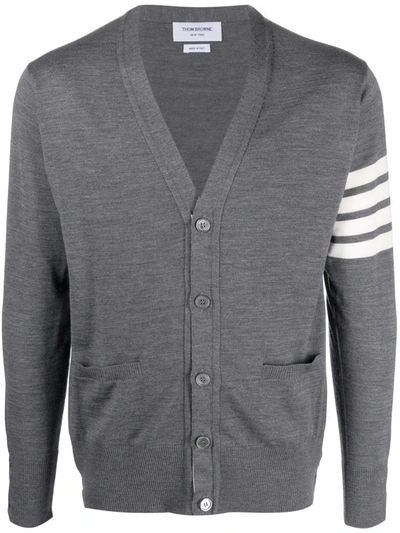 Shop Thom Browne 4-bar Knitted Cardigan In Grau