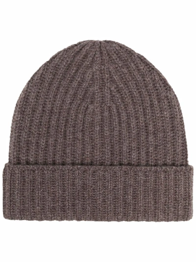 Shop Malo Ribbed-knit Cashmere Beanie In Nude