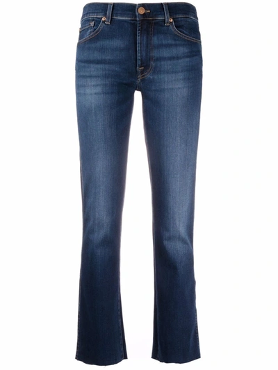 Shop 7 For All Mankind Cropped Straight-leg Jeans In Blau