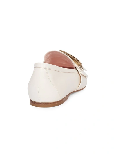 Shop Roger Vivier Buckle Leather Loafers In White