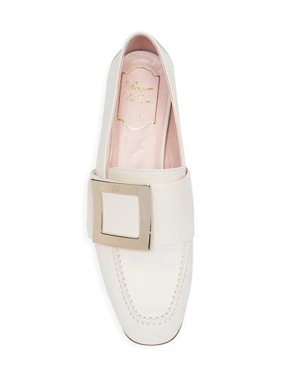 Shop Roger Vivier Buckle Leather Loafers In White