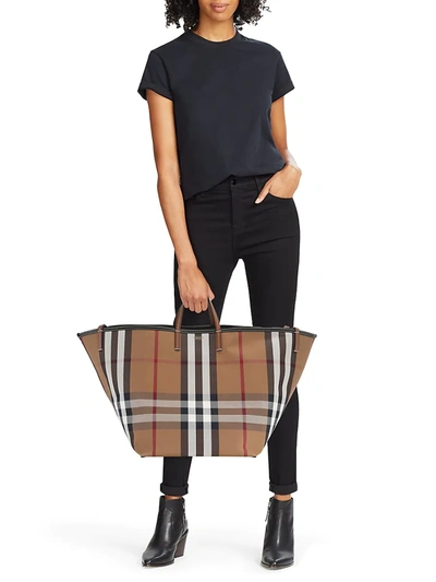Burberry Extra Large Check Cotton Beach Tote In Birch Brown | ModeSens