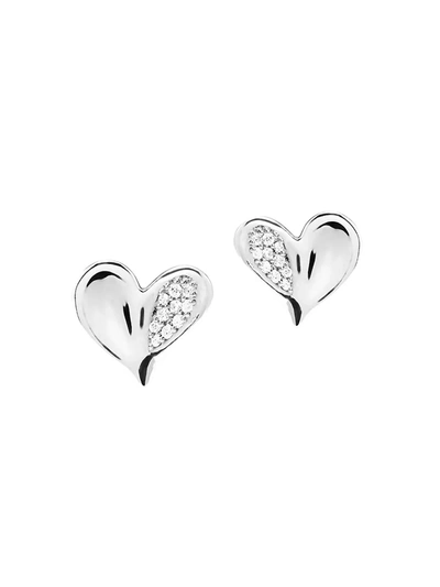 Shop Judith Ripka Women's Eros Sterling Silver & Pavé Diamond Heart Stud Earrings
