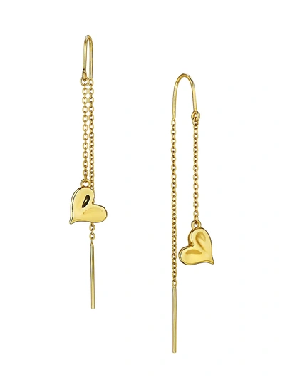 Shop Judith Ripka Women's Eros 18k Yellow Gold Heart Threader Earrings