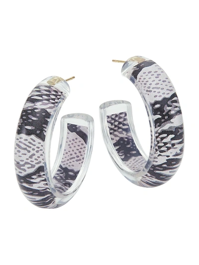 Shop Alison Lou Women's 14k Goldplated & Lucite Small Animal-print Jelly Hoop Earrings In Snake