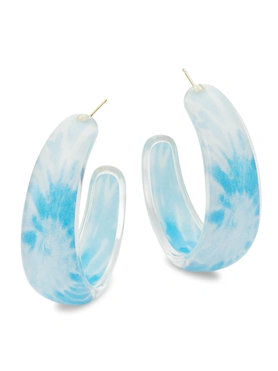 Shop Alison Lou 14k Goldplated & Lucite Tie-dye Tapered Jelly Hoop Earrings In Blue