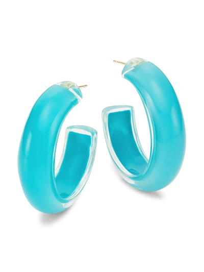 Shop Alison Lou 14k Goldplated & Lucite Small Jelly Hoop Earrings In Calypso