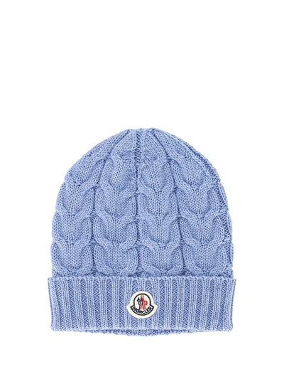 Shop Moncler Kids Beanie For Boys In Blue