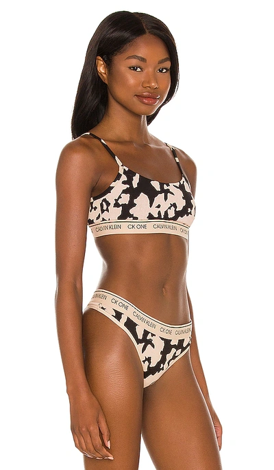Ck One Cotton Unlined Bralette In 281 Cut Out Print Khaki
