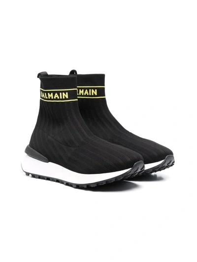 Shop Balmain Slip-on Sock-style Sneakers In Black