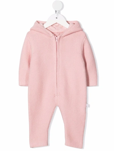 Shop Stella Mccartney Chunky-knit Hooded Babygrow In Pink