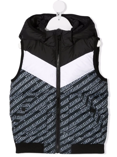 Shop Givenchy Feather Down Logo-print Gilet In Black