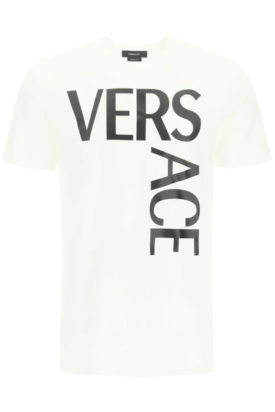 Shop Versace Maxi Logo T-shirt In White