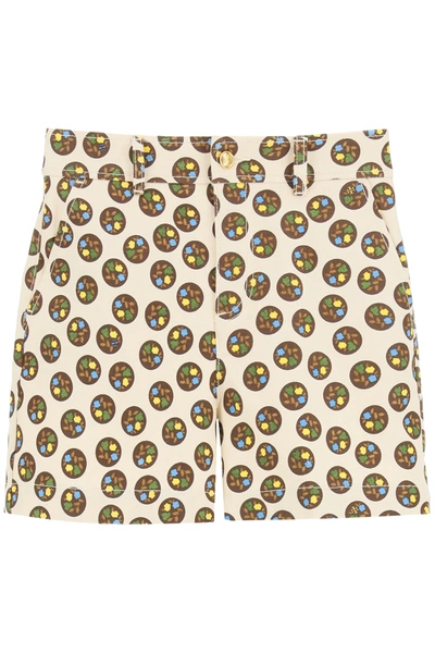 Shop Tory Burch Floral Dot Shorts In Beige,brown