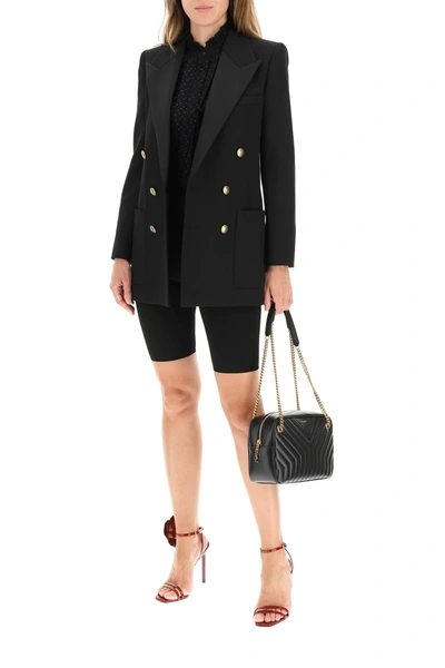 Shop Saint Laurent Smoking Blazer In Grain De Poudre In Black