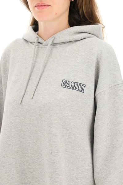 Shop Ganni Isoli Software Oversized Hoodie In Grey