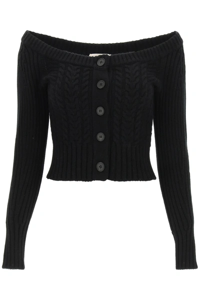 Shop Alexander Mcqueen Short Boat Neck Cardigan In Black