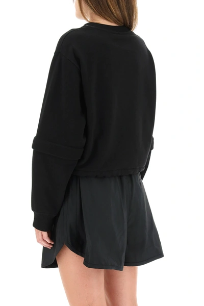 Shop Fendi Crop Sweatshirt In Black