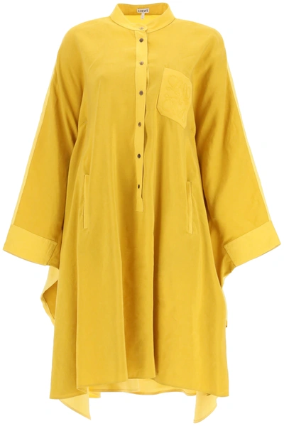 Shop Loewe Anagram Tunic Dress In Yellow