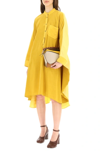 Shop Loewe Anagram Tunic Dress In Yellow