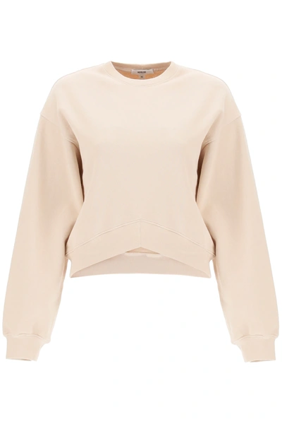 Shop Agolde Chevron Shaped Hem Sweatshirt In Beige