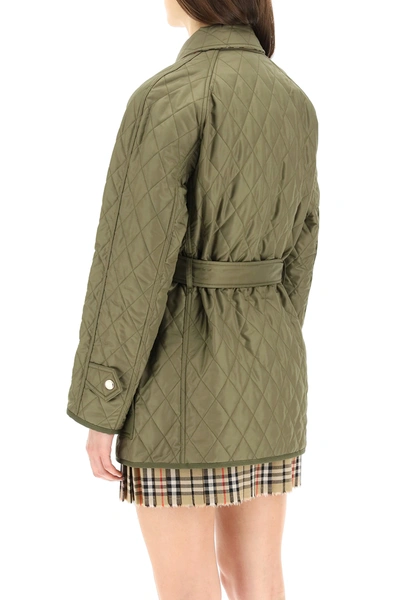 Shop Burberry Kemble Quilted Jacket In Green