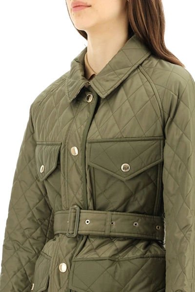 Shop Burberry Kemble Quilted Jacket In Green