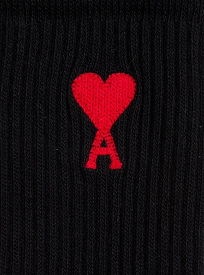 Shop Ami Alexandre Mattiussi Three-pack Cotton Socks With Logo In Black