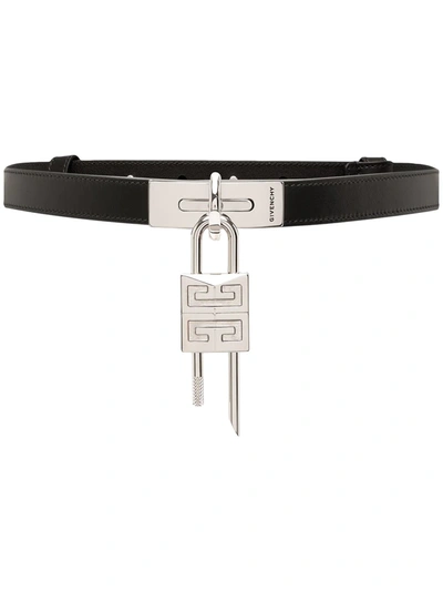 Shop Givenchy 20mm Turnlock Leather Belt In Schwarz