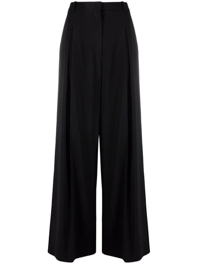 Shop Patrizia Pepe Tailored Palazzo Trousers In Schwarz