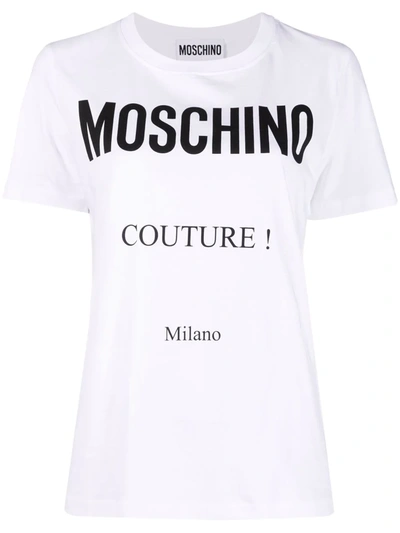 Shop Moschino Logo-print Crew-neck T-shirt In Weiss